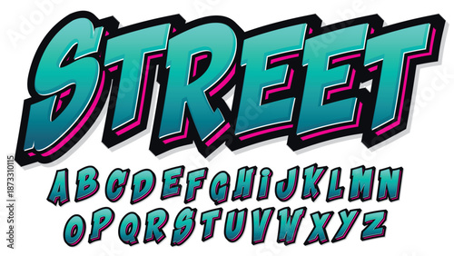 Teal Cyan Street Art Text Effect