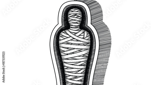 Wrapped Mummy Silhouette Illustration for Halloween, Horror, Archaeology, and Mystery Stock Photo Collections