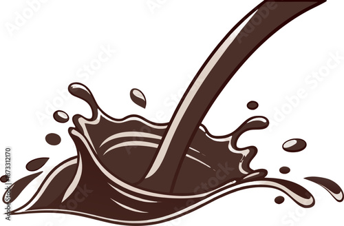 Mid-air chocolate milk splash, smooth texture, rich brown color, droplets suspended, high-definition, isolated on transparent background.