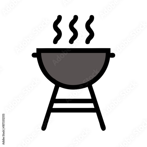 Charcoal grill icon showing heat for outdoor cooking and summer barbecue Vector