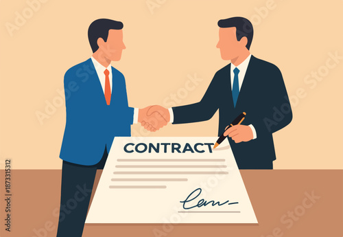 Signing contract, business deal or partnership, banking loan, investment contract or job offer agreement concept ready to sign agreement contract Signing contract.