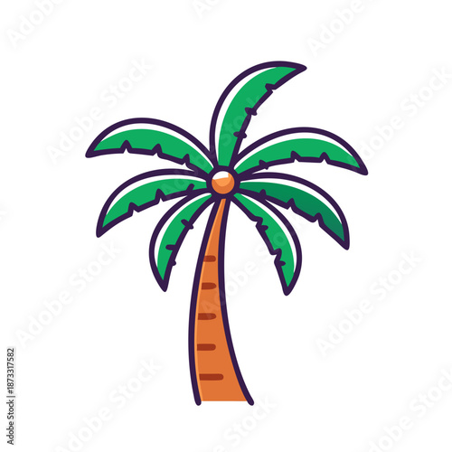 Colorful cartoon palm tree vector illustration for summer holidays and tropical designs Vector