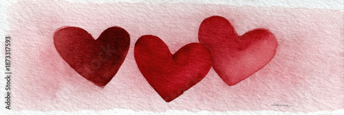 Watercolor hearts red heart romantic card love art valentine design handmade paper soft texture minimal style watercolor painting tender mood. Romantic watercolor hearts handmade paper