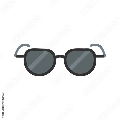 A simple and stylish flat design illustration of dark grey sunglasses on a white background Vector