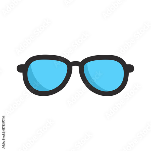 Stylish blue lens sunglasses with black frame for summer fashion and eye protection Vector