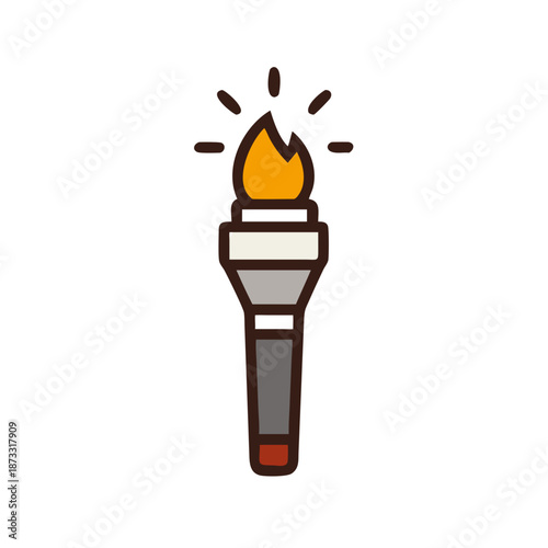 A bright flaming torch icon symbolizing light, guidance, triumph, and olympic spirit Vector