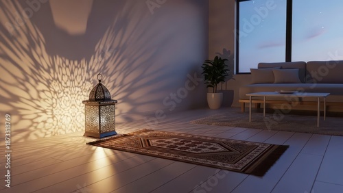 Modern Living Room with Lantern and Plant Decor
