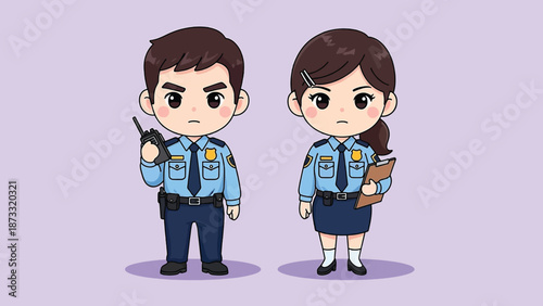 Cute police officers standing together.