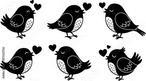 Love Birds Silhouette Bundle – Romantic Bird Vector Clipart