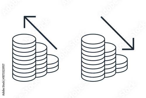 Income up, down. Vector linear icon illustration isolated on white background.