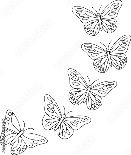 Continuous Line Art of Butterflies Flying in Harmony – Minimal One Line Nature Illustration, Serene Abstract Design
