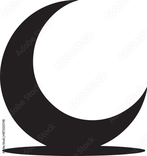 A simple elegant silhouette of a crescent moon symbol often associated with Islamic traditions