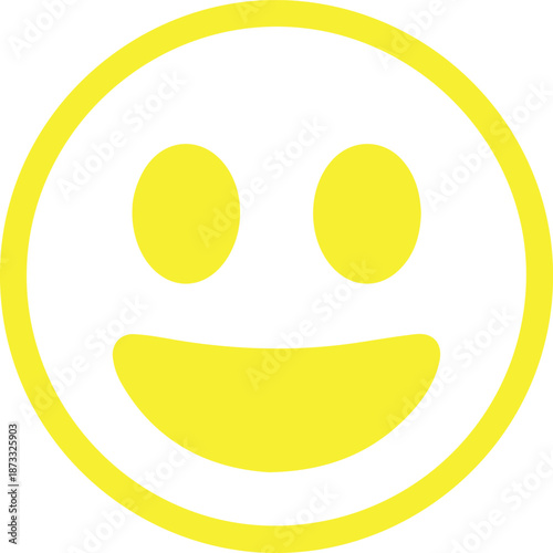 A bright yellow outlined smiley face icon expresses joy and positive feelings