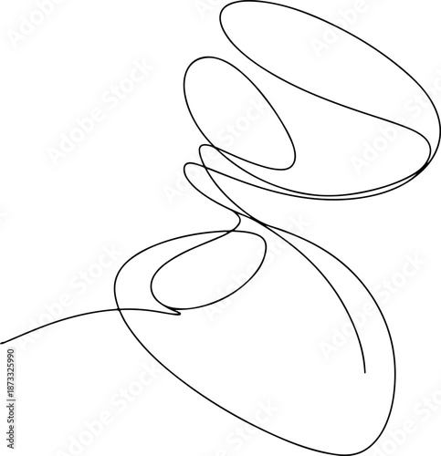 Continuous Line Art of Two Shapes Flowing Into One – Minimal One Line Unity and Fusion Illustration, Modern Abstract Design