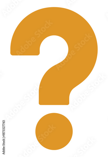 A large orange question mark on a plain white background