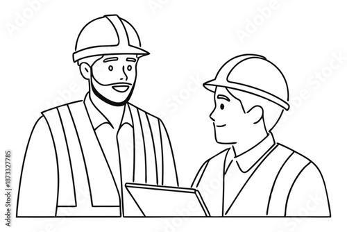 Professional construction manager presenting briefing outline artwork