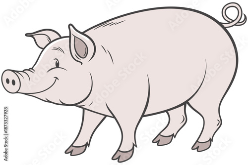Domestic pig farm animal illustration isolated on white background