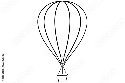 line drawing hot air balloon coloring page fantasy sky illustration