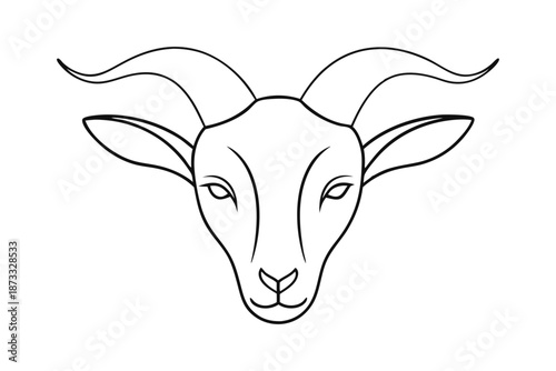 Line drawing goat head farm animal outline illustration