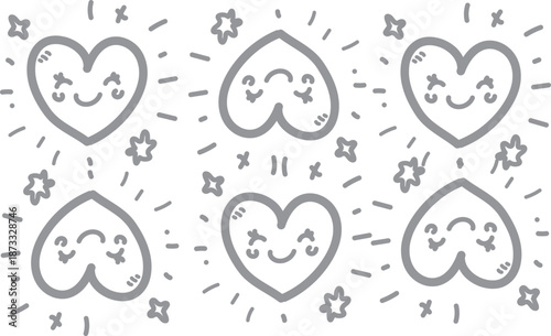 Smiling Hearts with Stars and Sparkles