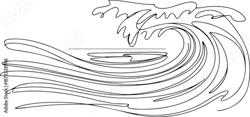 Dynamic Ocean Wave Illustration with Flowing Lines and Energetic Movement
