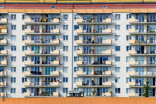Fotografie Socialist style residential building with balconies in Gdynia, Poland