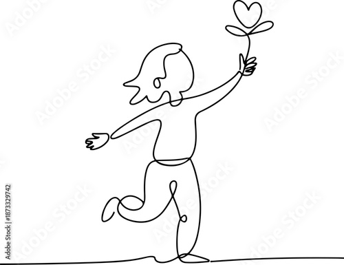 Continuous Line Drawing of Simple Everyday Joy – Minimal One Line Happiness Illustration, Calm Modern Abstract Wall Art