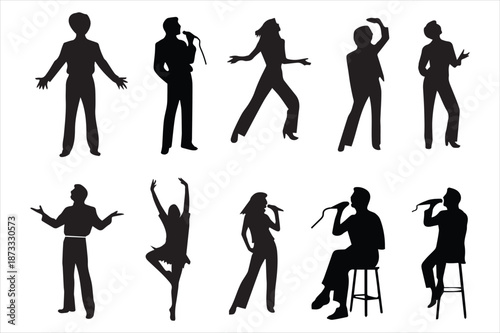 Actor and singer silhouette illustration set