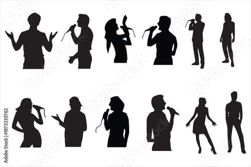 Actor and singer silhouette illustration set
