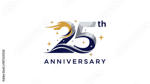 25th Anniversary Celebration Logo Design with Stars.