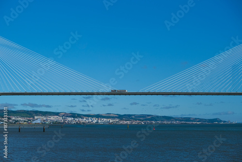 Vasco da Gama Bridge Cable Stays Over Tagus River, Lisbon, Portugal