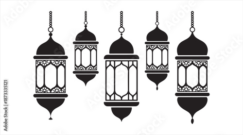 Ramadan lantern hanging lamp silhouettes collection in traditional Islamic decorative style