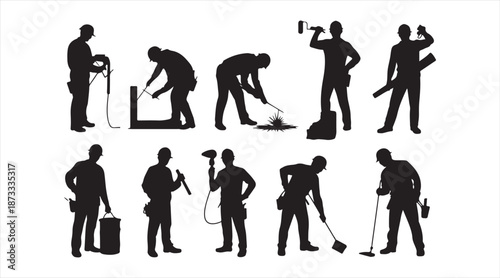 Senior citizen silhouettes collection with elderly men and women in different poses and activities