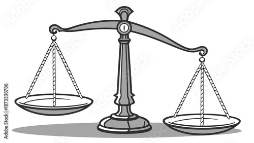 an old fashioned scale with two empty pans hanging from chains a symbol of justice silhouette
