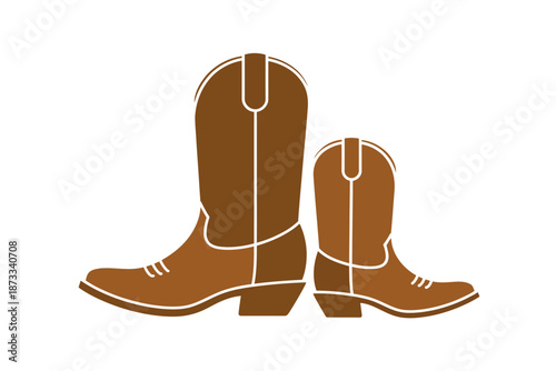 A pair of brown cowboy boots on a white background illustration