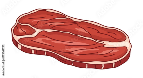 Raw beef steak cut isolated on white background ready for grilling preparation.