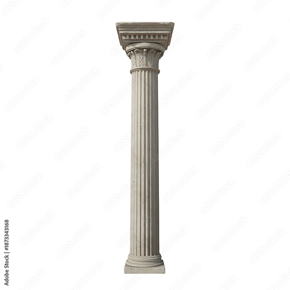 Fototapeta premium Classic architectural stone column isolated on transparent background transparent background