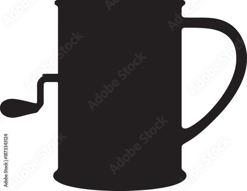 Black coffee press mug with handle and plunger