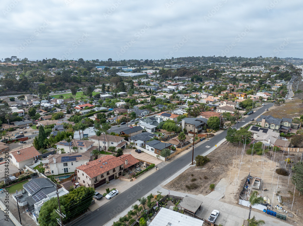 Fototapeta premium Aerial view of Wealthy Del Mar town in San Diego South California, USA. 