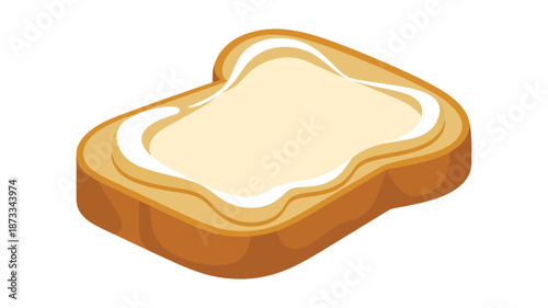 A slice of toast with butter on a white background