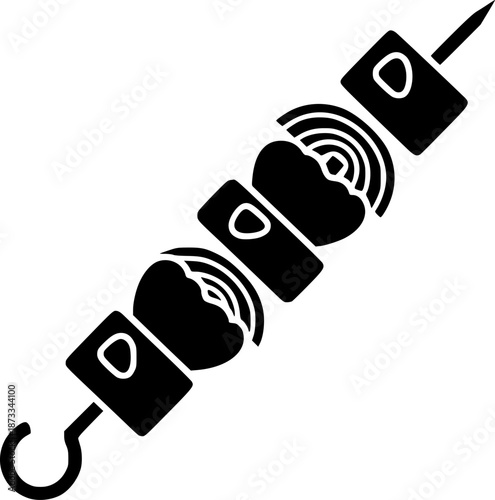 Black and White Icon of Shish Kebab