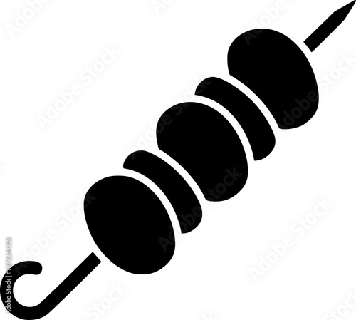 Black and White Icon of Shish Kebab