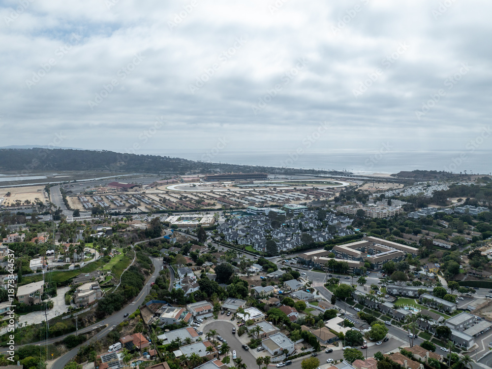Obraz premium Aerial view of Wealthy Del Mar town in San Diego South California, USA. 