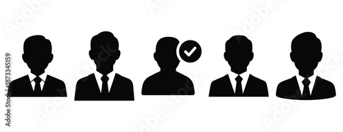 attendance tracking silhouette icon set, solid style, vector illustration