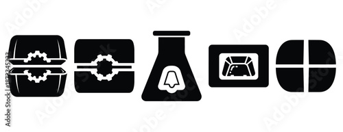 casting mold silhouette icon set, solid style, vector illustration
