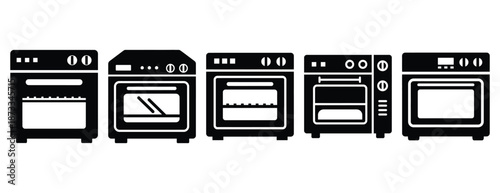 drying oven silhouette icon set, solid style, vector illustration