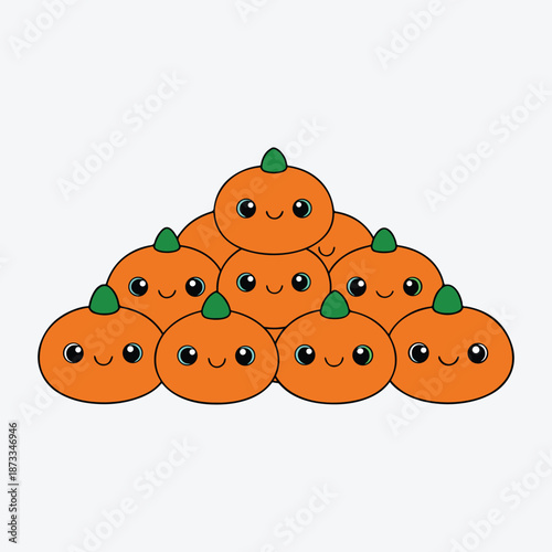 Cartoon orange fruit illustration with cute face