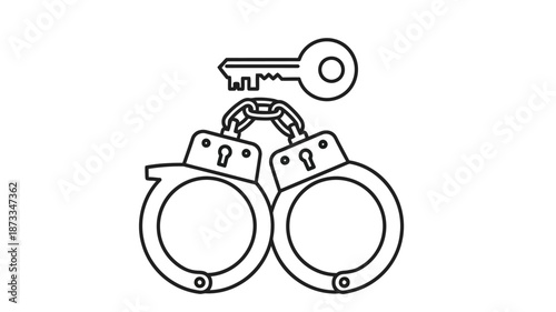 Handcuffs and a key illustration symbolizing freedom security and the potential for release