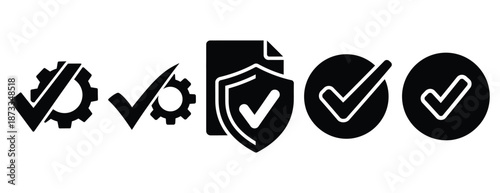 standard compliance silhouette icon set, solid style, vector illustration