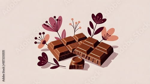 Sweet Valentine chocolate bars decorated with artistic floral blooms on a soft background.